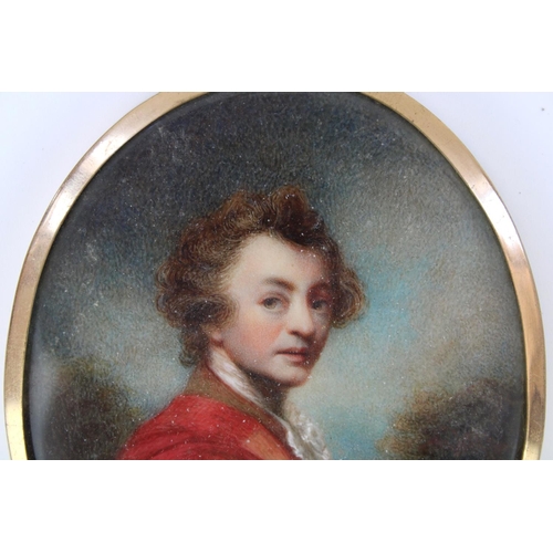 1350 - English School C19th, portrait miniature of Sir Joshua Reynolds, watercolour on ivory, glazed in ova... 