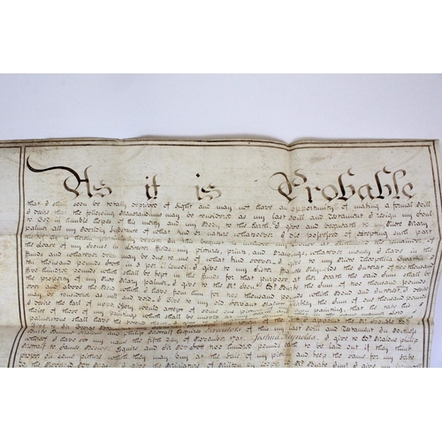 1351 - Probate of the Will of Sir Joshua Reynolds, Knight deceased dated 28th February 1792, the vellum doc... 