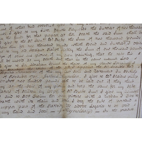 1351 - Probate of the Will of Sir Joshua Reynolds, Knight deceased dated 28th February 1792, the vellum doc... 