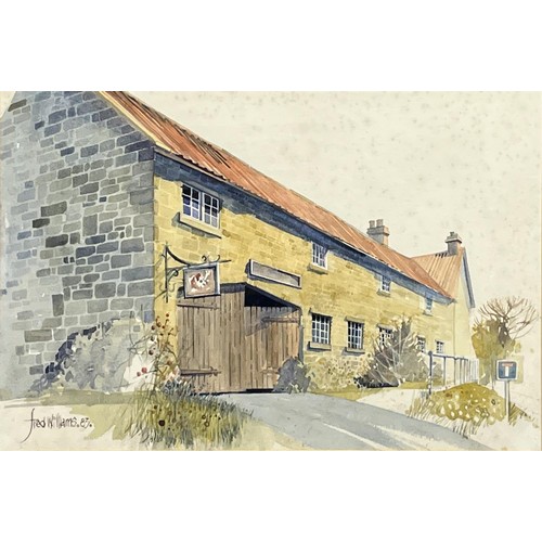 1376 - Fred Williams (British 1930-1986); 'Pheasant Hotel Harome' a set of four watercolours, and another, ... 