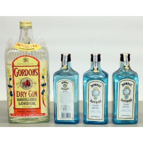 1322 - Gordon's Dry Gin Distillery London, Tanqueray Gordon & Co.Ltd. Imported Gin, 47.3%vol 2litres, three... 