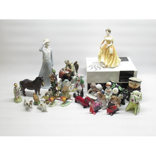 100 - Royal Doulton Pretty Ladies 'Helen' & 'Panorama', Beswick Shire Horse, Royal Worcester 'Wren' & 'Mar... 