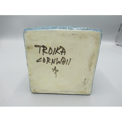 104 - Troika square vase, signed and initialled, 8.5cm