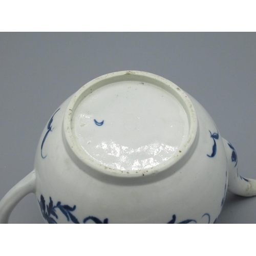 109 - Worcester Mansfield pattern teapot, with First Period Crescent mark, missing lid, H 11cm