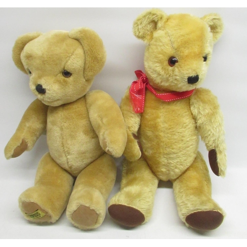 115 - Merrythought Golden plush teddy bear and another golden plush teddy bear (2)