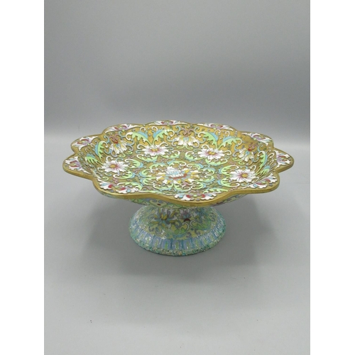 136 - Laurence Llewelyn-Bowen Collection - Early C20th Cloisonne ware pedestal dish, H10cm