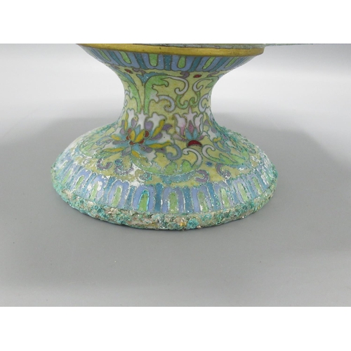 136 - Laurence Llewelyn-Bowen Collection - Early C20th Cloisonne ware pedestal dish, H10cm