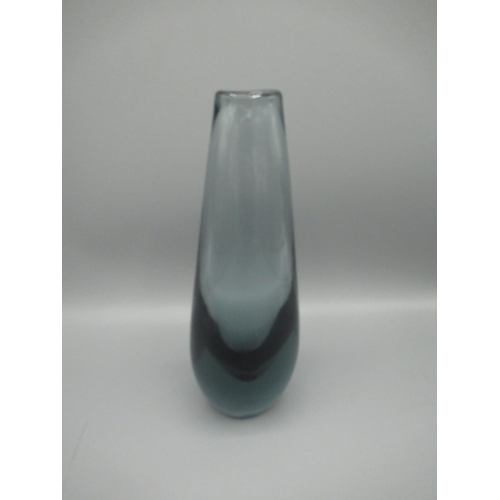 142 - 1950s Scandinavian organic smoky grey glass vase in the manner of Holmegaard/Orrefors, H23cm