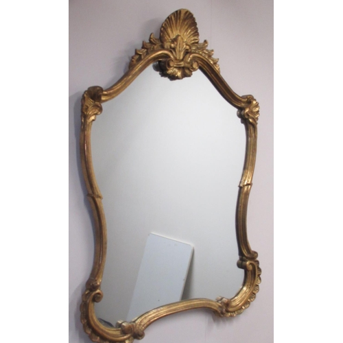 168 - C20th gilt framed mirror, with shell cresting W76cm  H108.5cm