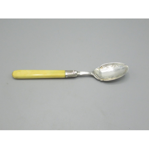 82 - Geo. V silver spoon with resin handle, Sheffield 1923, and a collection of EPNS and silver plate cut... 