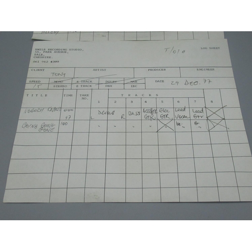 337 - Ampex Audio reel with two recording log sheets from Smile Recording Studio for Vince Williams on 31s... 