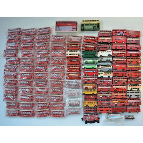 1518 - Extensive collection of small scale diecast bus and tram models from Corgi, Matchbox, Majorette, Les... 