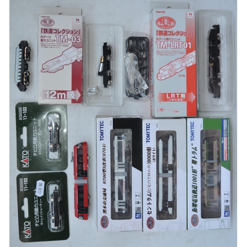 1523 - Collection of N gauge tram and train models to include 3 boxed Tomytec electric trams (plus 1 unboxe... 