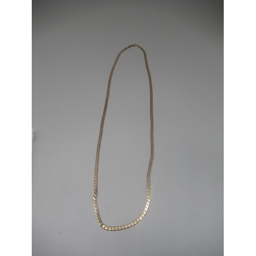 8 - 9ct yellow gold flat curb link necklace, stamped 375, L77cm, 20.0g