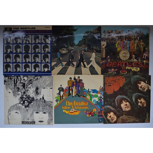 1505 - Collection of Beatles and band members vinyl record singles and LPs to include The White Album (No 0... 