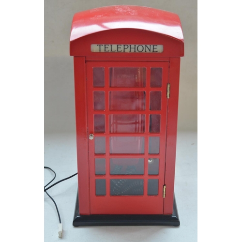 1525 - Small replica telephone box with corded phone, W19.5xD18.8xH38cm