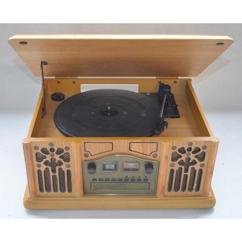 1504 - Technovation vintage style modern record player with cassette, CD and radio and a Sony WM-FX277 AVLS... 