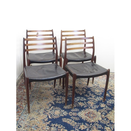 66 - Dom Joly Collection - Set of four J Moller Model 98 Danish rosewood framed dining chairs with ladder... 