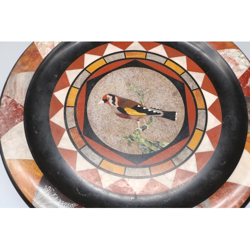 52 - Dom Joly Collection - Grand Tour specimen marble and polished agate circular shallow dish, centre in... 