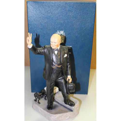 1058 - ASHMOR. Hand painted figure of Sir Winston Churchill giving his famous 'victory' salute. H28CM. In o... 