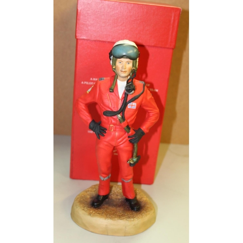 1066 - ASHMOR. Hand painted figure representing a pilot of the Red Arrows Aerobatic Team. H28cm. In origina... 