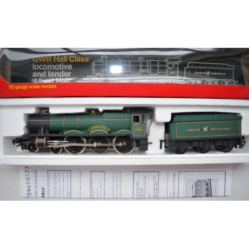 86 - Three boxed OO gauge electric train models to include Wrenn Cardiff Castle (very good condition), Ho... 