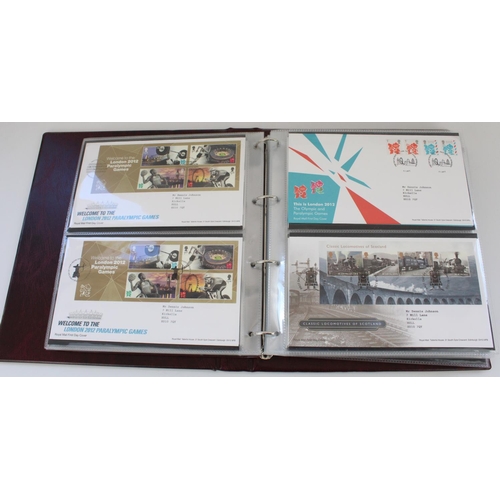 602 - Three folders of FDCs with some included Royal Mail Mint stamp presentation packs