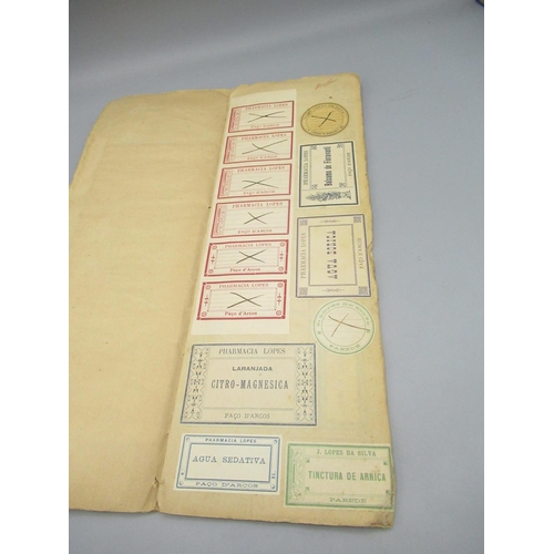 659 - Book 1 of 6, Record of labels used by Pharmacies in Portugal from 1890-1912, a complete visual recor... 