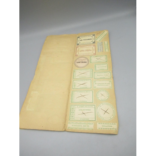 659 - Book 1 of 6, Record of labels used by Pharmacies in Portugal from 1890-1912, a complete visual recor... 