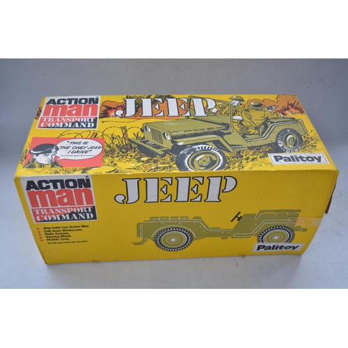 126 - Boxed Palitoy Action Man Jeep, model in excellent little used condition, some sticker peeling with a... 