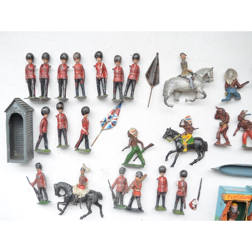 148 - Collection of vintage lead soldier, cowboys and Indians and animal figures from Britain's, Timpo etc... 