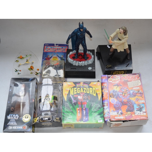 152 - Collection of science fiction/superheroes models to include Kenner Obi-Wan Kenobi and rotatable C-3P... 