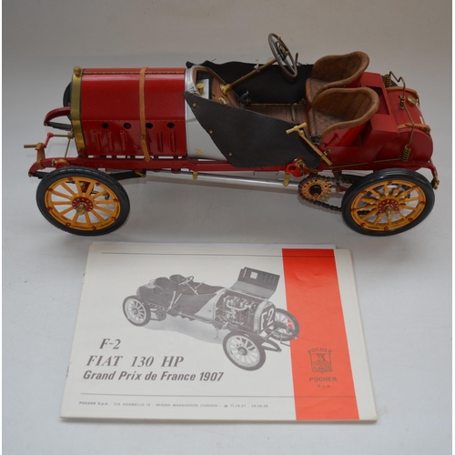 157 - Built Pocher Models 1/8 scale Fiat 130 HP F2 Grand Prix De France 1907 mixed media model with origin... 