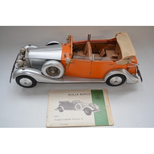 159 - Built Pocher Models 1/8 scale Rolls Royce Torpedo Cabriolet Phantom II mixed media model with origin... 