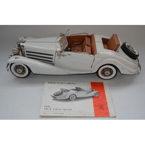 160 - Built Pocher Models 1/8 scale Mercedes Benz 1936 540K Cabrio Special mixed media model with original... 