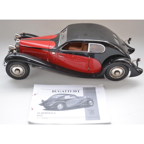 162 - Built Pocher Models 1/8 scale Bugatti 50T Superprofile 1932 mixed media model with photocopied instr... 