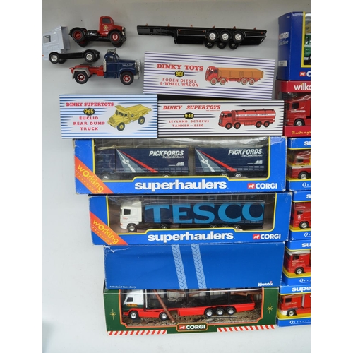 182 - Collection of diecast model trucks to include Corgi 1/64 scale Superhaulers and other truck models, ... 