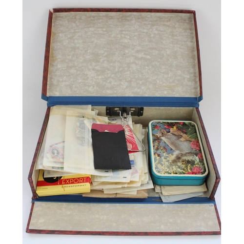 609 - All world stamp album, mostly mounted used, a loose leaf album of mainly GB mint sheets and a box of... 