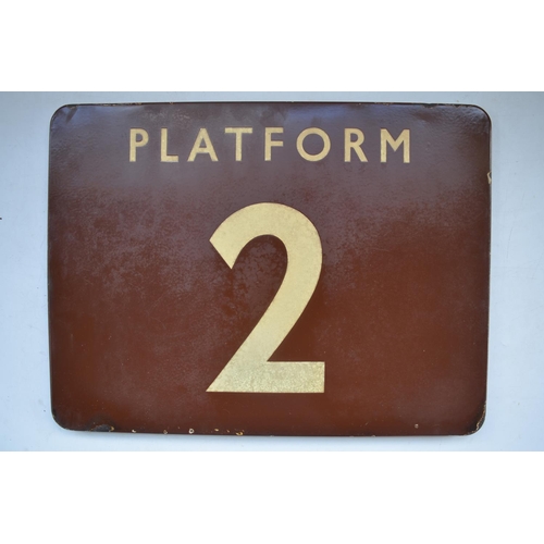 211 - Vintage enamelled steel plate railway station sign 