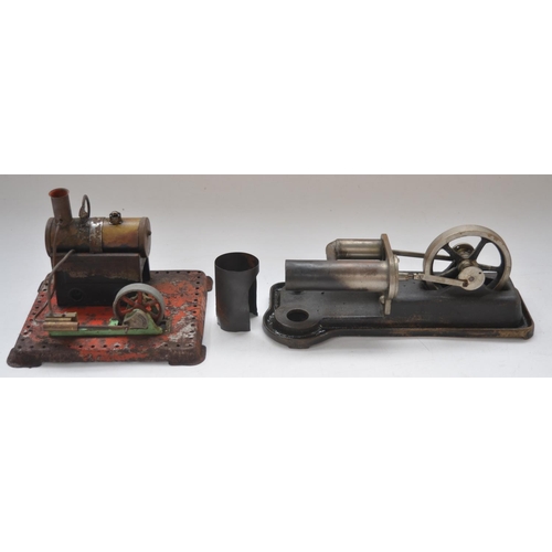 202 - Mamod steam powered stationary engine in well used condition and a stationary hot air engine, no mak... 