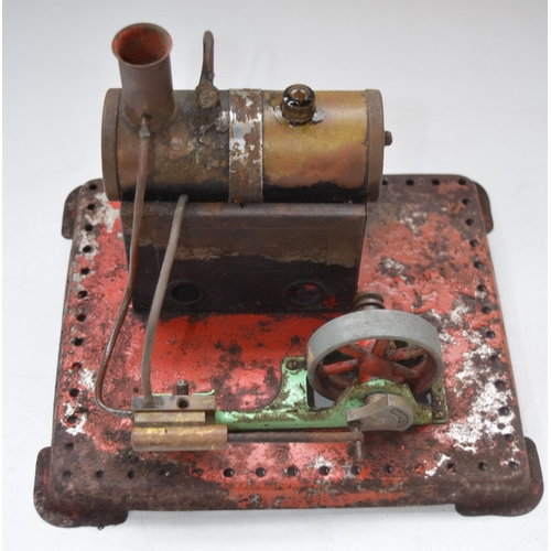 202 - Mamod steam powered stationary engine in well used condition and a stationary hot air engine, no mak... 