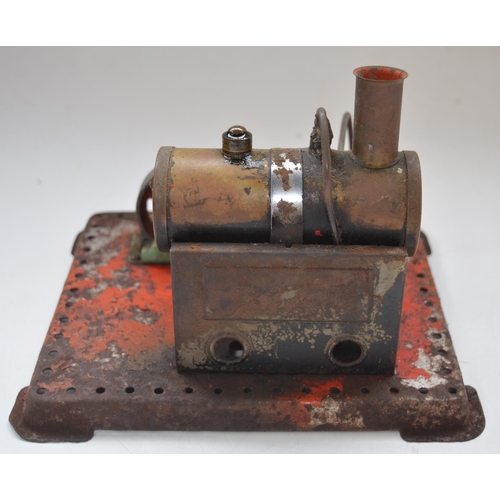 202 - Mamod steam powered stationary engine in well used condition and a stationary hot air engine, no mak... 