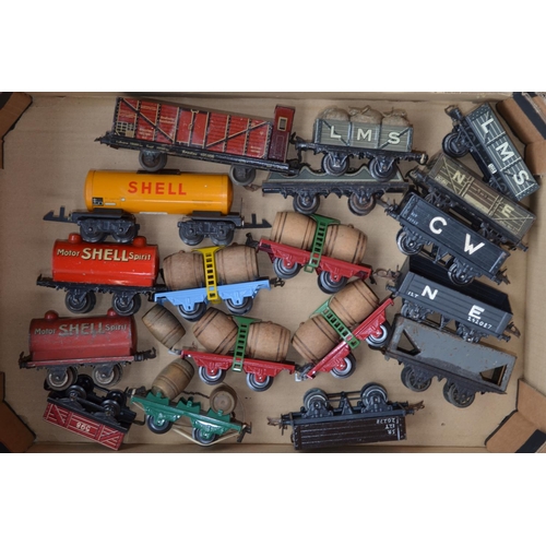 203 - Collection of vintage tin plate O gauge rolling stock incl. Chad Valley, Bing etc. British and Germa... 