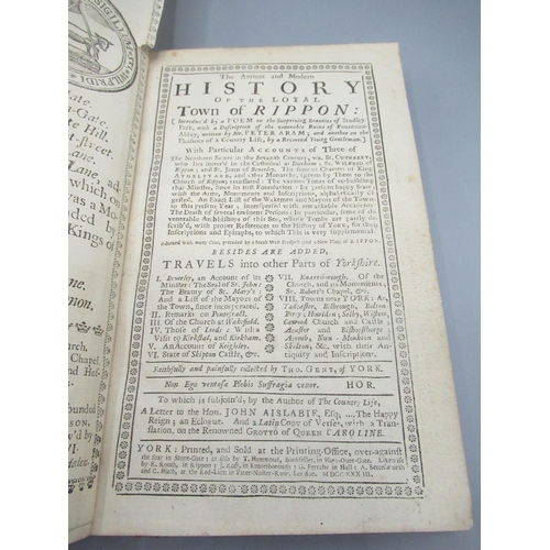 396 - The Ancient and Modern of the Loyal Town of Rippon, Printed at York Printing Office, 1733, half-leat... 