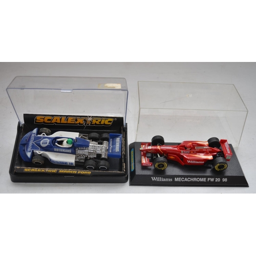 194 - Collection of slot cars for Scalextric to include 5 boxed models (a Carrera Ferrari F14 T Raikkonen,... 