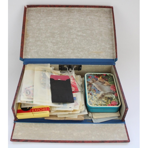 609 - All world stamp album, mostly mounted used, a loose leaf album of mainly GB mint sheets and a box of... 