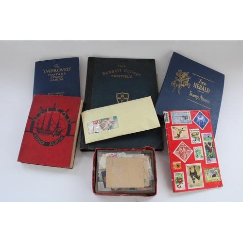 613 - Five all world stamp albums, used defins and commems, together with selection of loose stamps (qty)