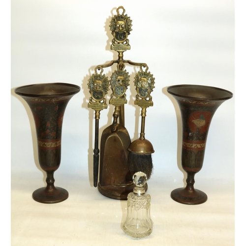 328 - Group of cut glass dressing table bottles incl. one with a hallmarked silver collar max. H15cm, grou... 