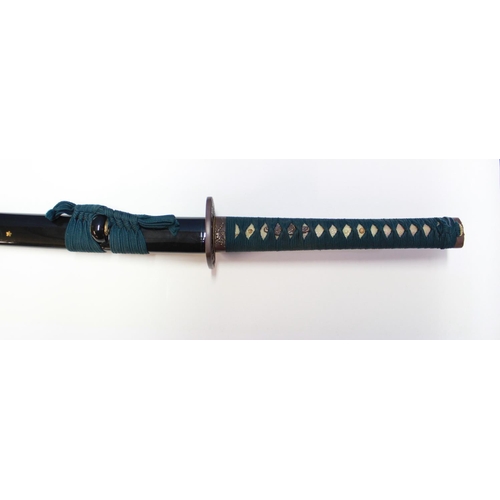 1094 - Ryumon Katana. Hand forged 1065 carbon blade, clay temper, high quality silk and cotton ito/sageo an... 