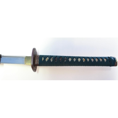 1094 - Ryumon Katana. Hand forged 1065 carbon blade, clay temper, high quality silk and cotton ito/sageo an... 